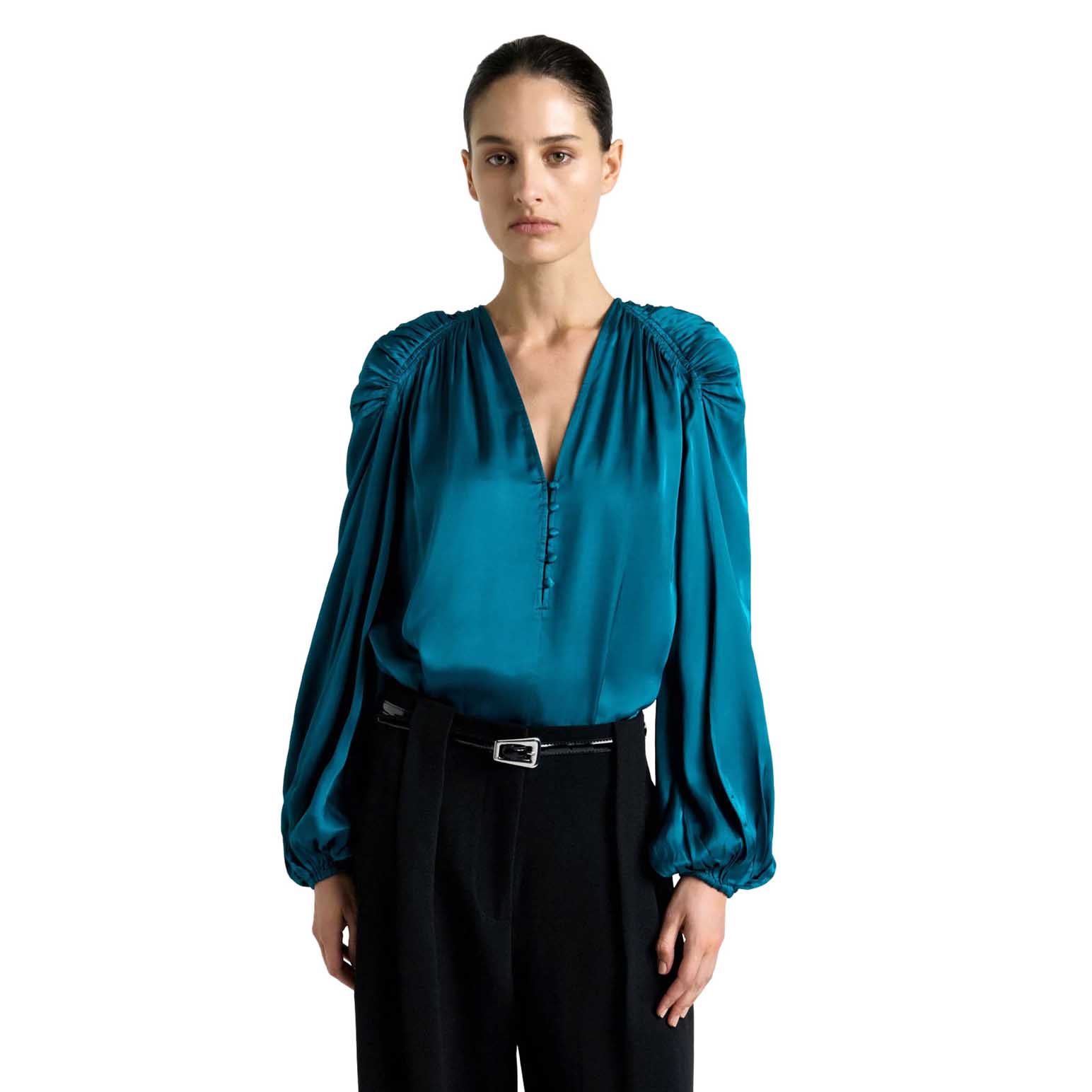 Cue Satin V-Neck Blouse
